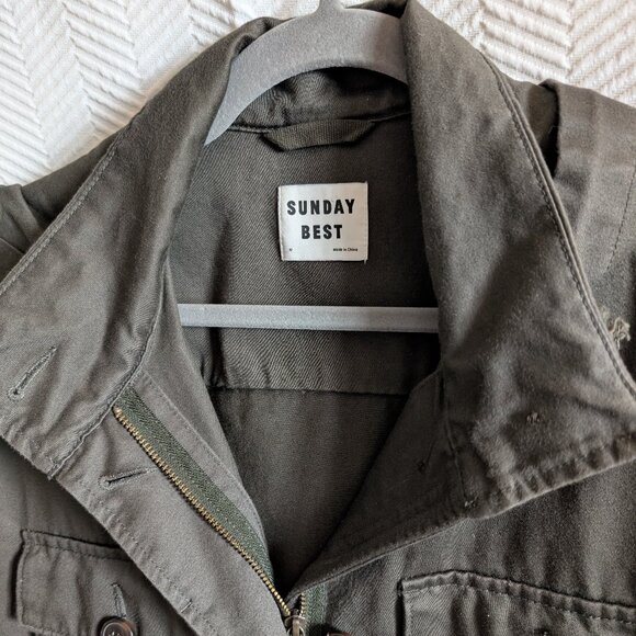 Aritzia SUNDAY BEST 100% Cotton Utility Jacket, Medium, Hooded, Drawstring waist - Picture 5 of 15